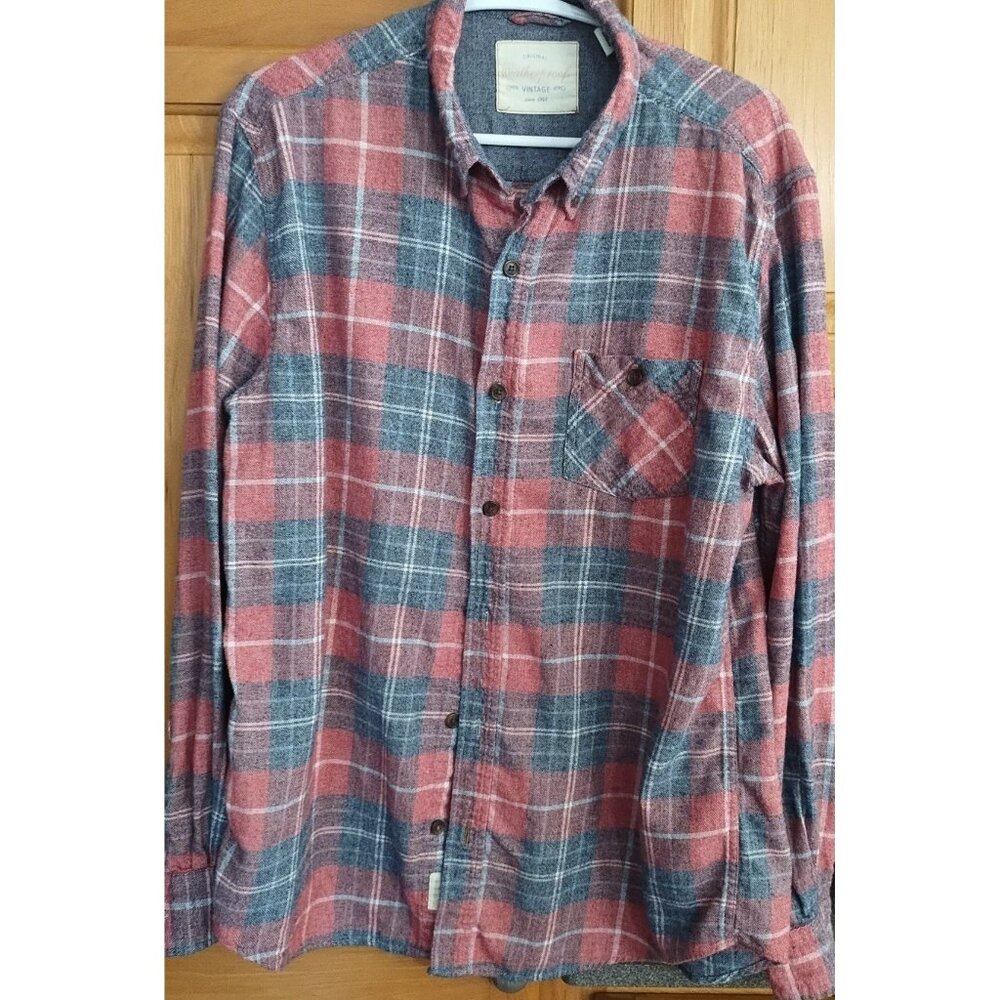 Weatherproof Red and Blue Plaid Button-Down Shirt